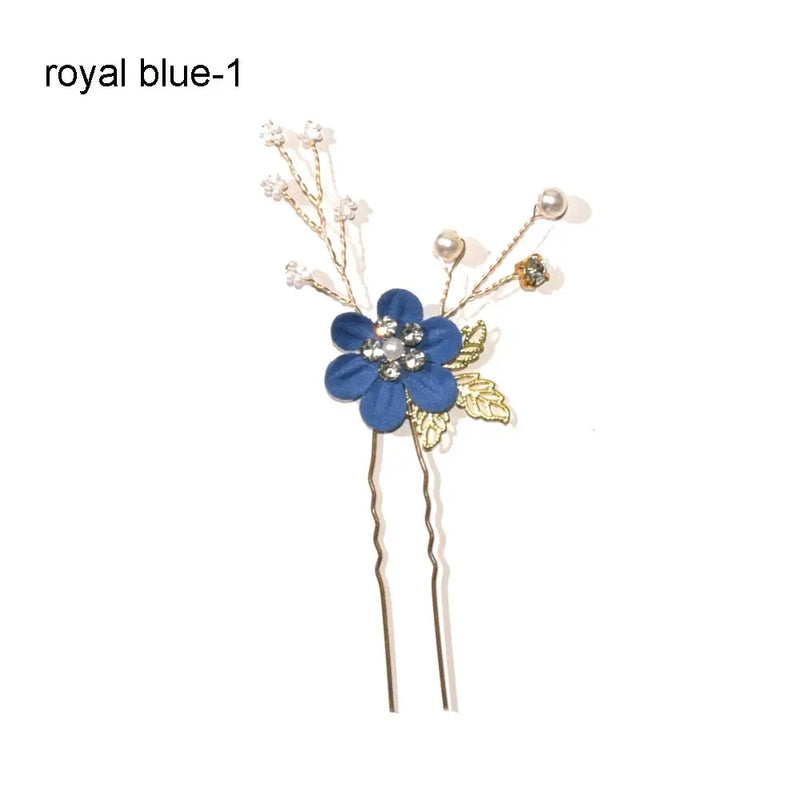 1Pcs Fashion Red Flower Hair Comb Bridesmaid Crystal Hair Clip Bridal Hairpin Wedding Hair Jewelry For Women Party Hairband Gift