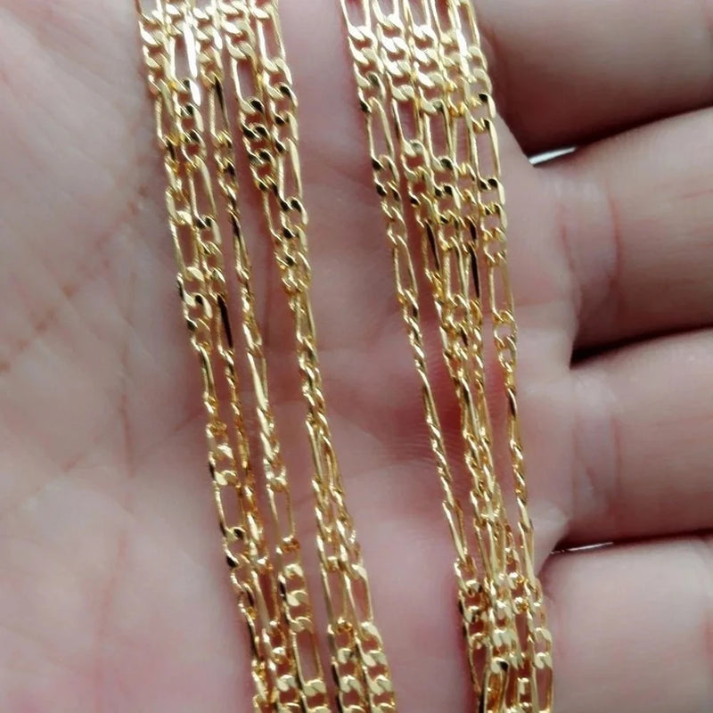 Exquisite Fashion 18K Gold Filled Necklace For Women Men Size 16-30 Inch Jewelry 4mm Figaro Chain Necklaces Wholesale