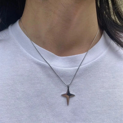 Kpop Goth Silver Color Star Pendant Chain Necklace For Women Men Egirl Y2K Cool EMO Punk Aesthetic Grunge Jewelry Gifts