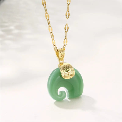 New In Fashion Green Zircon Crystal Pendant Stainless Steel Necklaces For Women Trendy Retro Style Female Clavicle Chain Jewelry