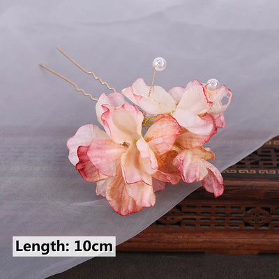 U Shaped Red Hairpins Hair Clips Wedding Hair Accessories For Women Rose Flower Headpieces Forks Bride Headdress Hair Jewelry