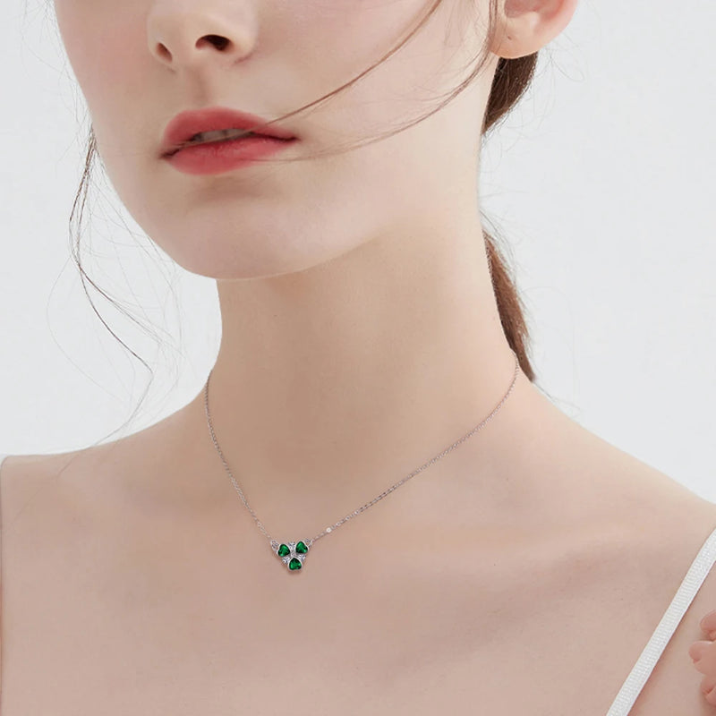 Hot sale 925 Silver Clover Necklace Women Suitable for everyday wear Original Jewelry Green Earrings Elegance Party Holiday Gift