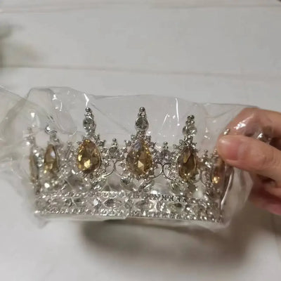 Baroque Round Wedding Crown Bridal Pageant Rhinestone Crystal Tiaras Crown Molding Headpieces For Queens and King