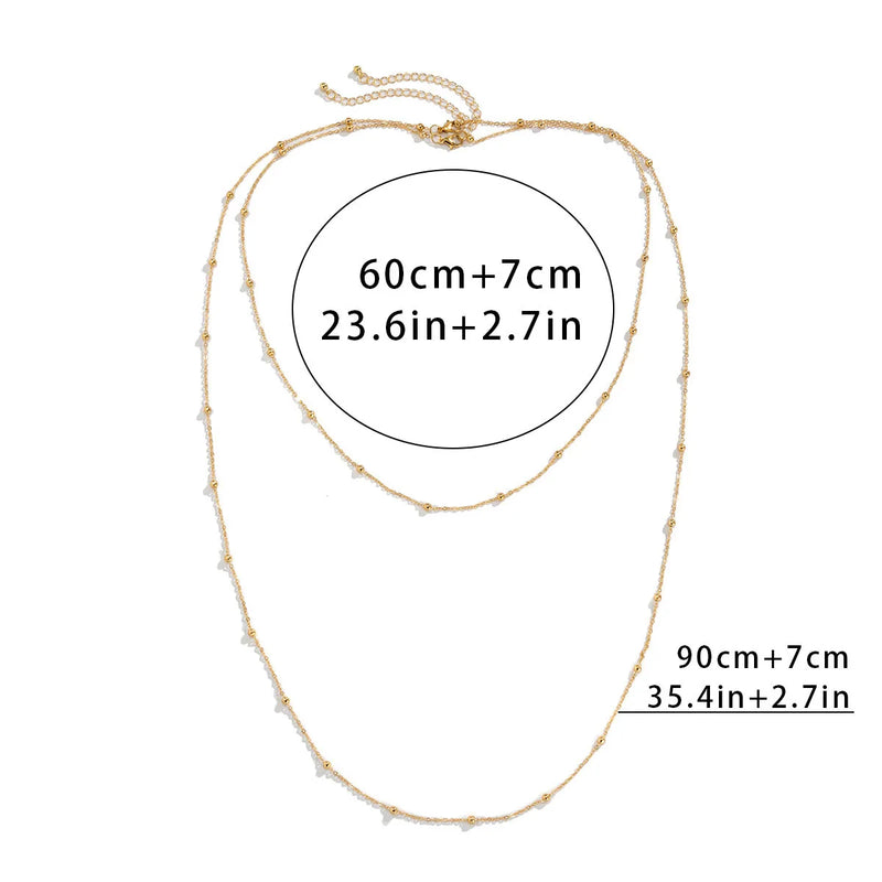 Stainless steel exaggerated beaded long chain necklace jewelry for women 2024 hip hop clavicle chain charm necklace