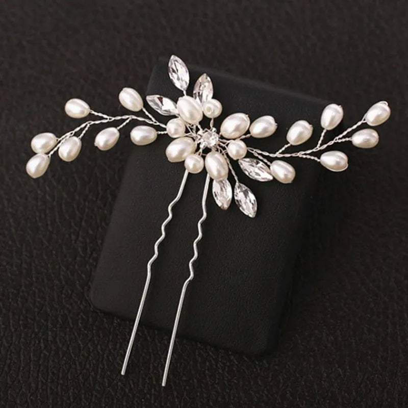 U Shaped Red Hairpins Hair Clips Wedding Hair Accessories For Women Rose Flower Headpieces Forks Bride Headdress Hair Jewelry