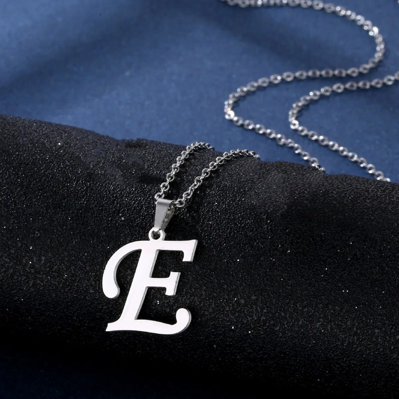 Fashion Letters A-Z Necklace for Women Men Stainless Steel High Quality English Alphabe Necklace A B C D E FGHIJKLMNOPQRSTUVWXYZ