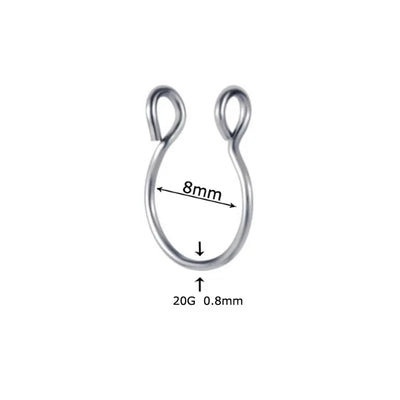 2 Sizes U Shaped Fake Nose Ring Hoop Septum Rings Stainless Steel Nose Piercing Fake Piercing Oreja Pircing Jewelry