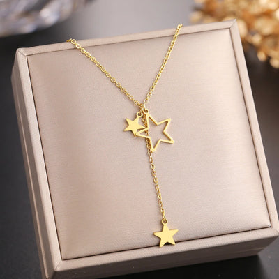 Stainless Steel Necklaces Exquisite Stars Tassel Pendants Temperament Chain Everyday Wear Necklace For Women Jewelry Party Gifts