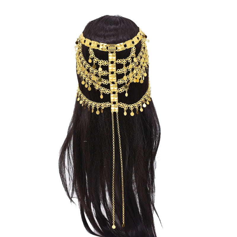 Gold Color Long Tassel Women Hair Jewelry Ethnic Travel Statement Hairband maang tikka headband