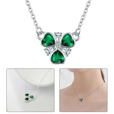 Hot sale 925 Silver Clover Necklace Women Suitable for everyday wear Original Jewelry Green Earrings Elegance Party Holiday Gift