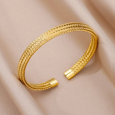 Stainless Steel Bangles Bracelet for Women Luxury Gold Color Cuff Bracelet femme Fashion Wedding Jewelry Valentines Day Gift