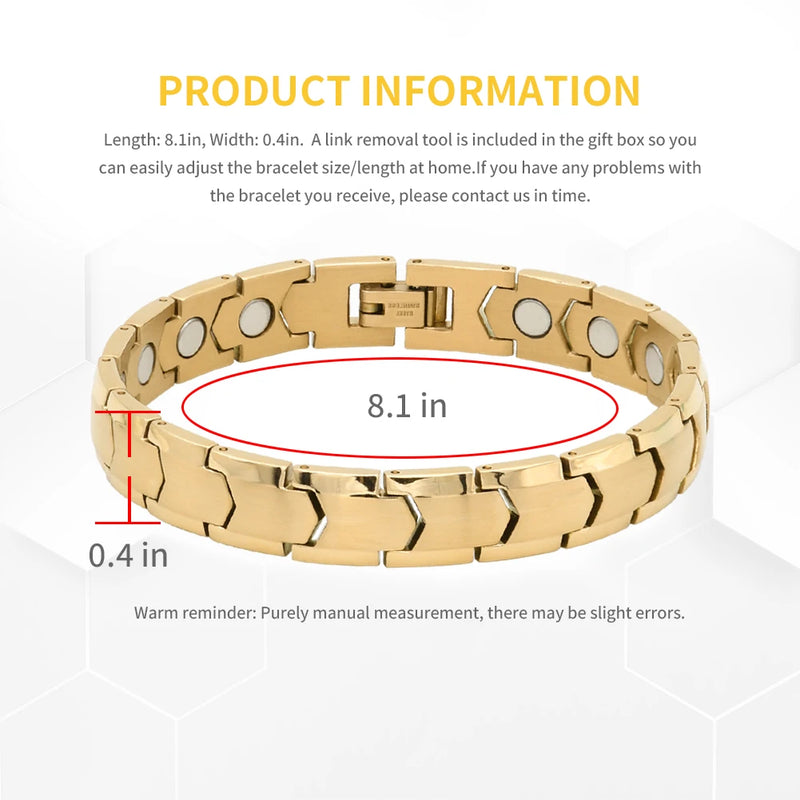 Befoshinn 2024 Stainless Steel Bracelet For Man/Women Magnetic Therapy Full Magnet Energy Stones Unisex Charm Healthy Bracelets