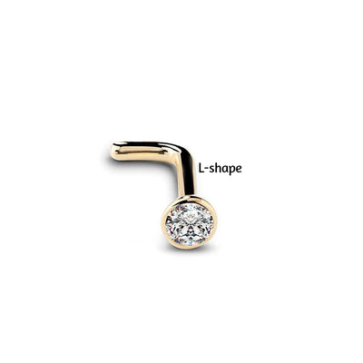 1Pc 20G 1.5/2/2.5/3mm Zircon Gem Bone Nose Stud Piercing Earring Anodized Rose Gold Color Nose Ring Prong CZ Nose Jewelry