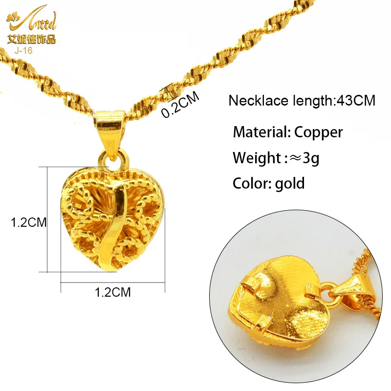 ANIID Dubai Golden Necklace Nigerian Bridal Wedding Fashion Hollow Flower Chain Pendant Indian Arab Kids Jewellery For Girls