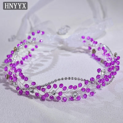 HNYYX Bridal Wedding Hair Accessories Red Rhinestone Headpieces Leaf Shaped Hair Vine Ladies Girls Holiday Tiara Gift A225