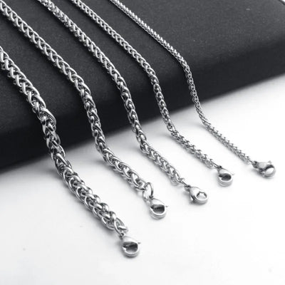 HNSP Stainless Steel Twist Chain Necklace Bracelet For Men Women 3MM-8MM Thick Long Male Jewelry Neck Pendant Accessories