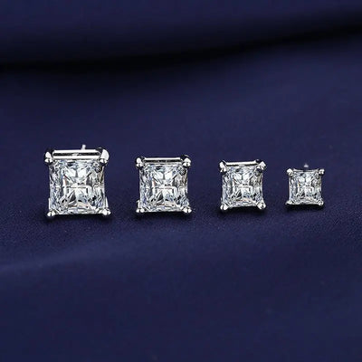 Dazzling square zirconia magnetic earrings ,Ear Clip Earrings For Men Without Ear Holes- sparkling earring jewelry - elegant