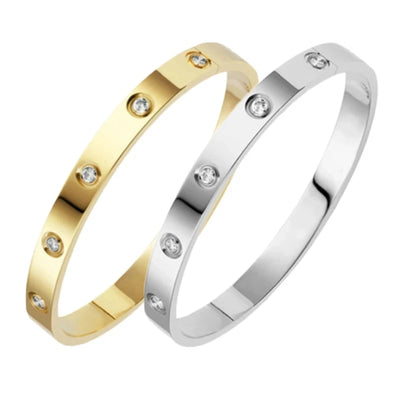 Stainless Steel Women Bangles Gold Plated Bangles For Women Bracelets On Hand Fashion Jewelry Designer Titanium Steel Rhinestone