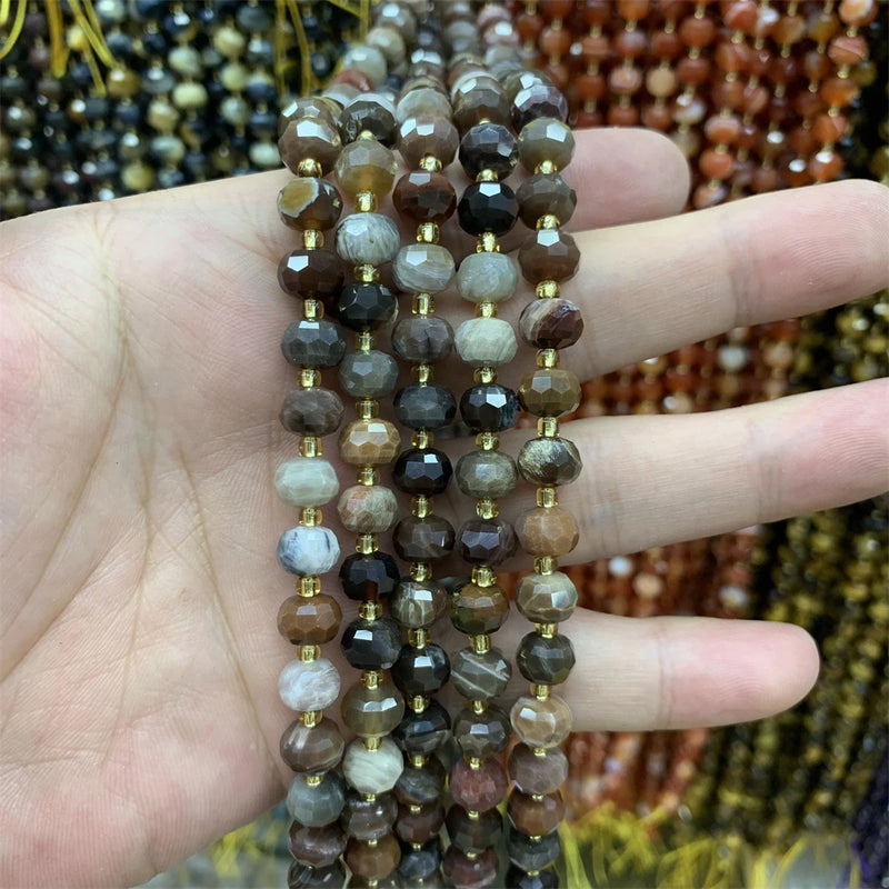 Natural AA Tree Agate 6x8mm Faceted Rondelle Beads Wholesale Gemstones for Jewelry Making DIY Bracelet Necklace 15"