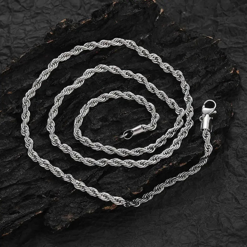 2-6MM Stainless Steel Necklace For Women Men Never Fade Waterproof Twisted Rope Chain Fashion Jewelry 16-30 inches