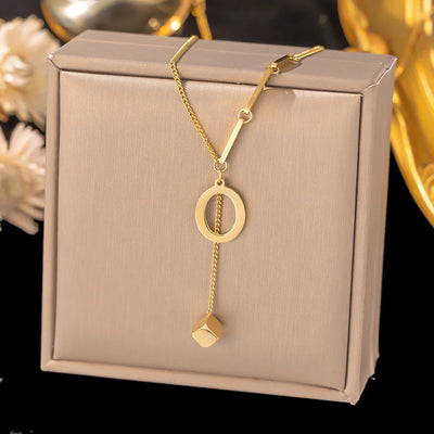 Initial Letter Stainless Steel Pendant Necklace for Women Fashion Gold Color Chain A-Z Alphabet Clavicle Necklaces Jewelry Gift