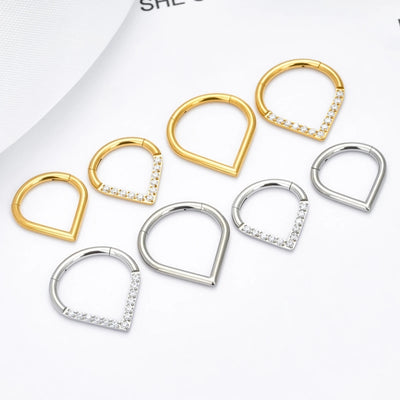 G23 Titanium Piercing Heart Nose Ring For Women ASTM F136 Lip ring16G Earrings D Shape Segment Ring Clicke Cartilage BodyJewelry