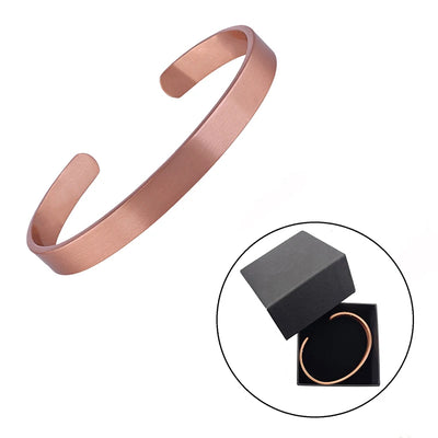 Set Pure Copper Bracelets and Rings Simplicity Cuff Magnetic Bangles for Women Men Arthritis Health Solid Copper Jewelry