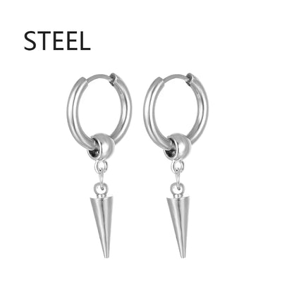 1 Pairs Fashion Punk Gothic Stainless Steel Drop Earrings Studs for Women Men Gothic Street Pop Hip Hop Rock Ear Jewelry Gift