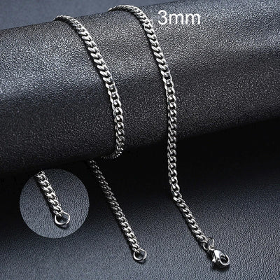 3-11mm Cuban Chain Necklaces for Men Women,Punk Stainless Steel Curb Link Chain Collar,Jewelry Gift for Dad Husband BFF Birthday