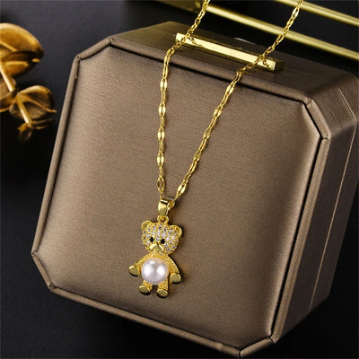 New In Light Luxury Zircon Crystal Stainless Steel Necklaces For Women Korean Fashion Sweet Sexy Female Clavicle Chain Jewelry