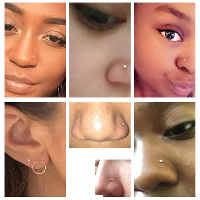 1Piece Surgical Steel Crystal CZ Nose Ring L Shape Nose Studs Square Nostril Nose Piercing Body Jewelry Nariz Lote For Women