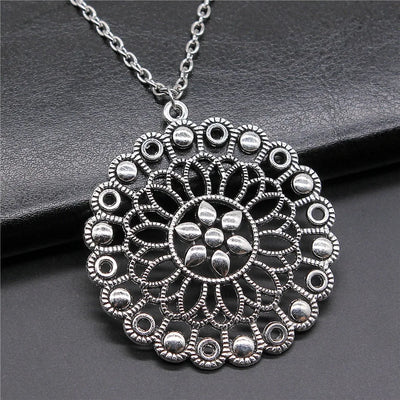 Bohemia Creative Party Jewelry Accessories Gift Mandala Pattern Pendant Necklace For Women Long Chain Necklace