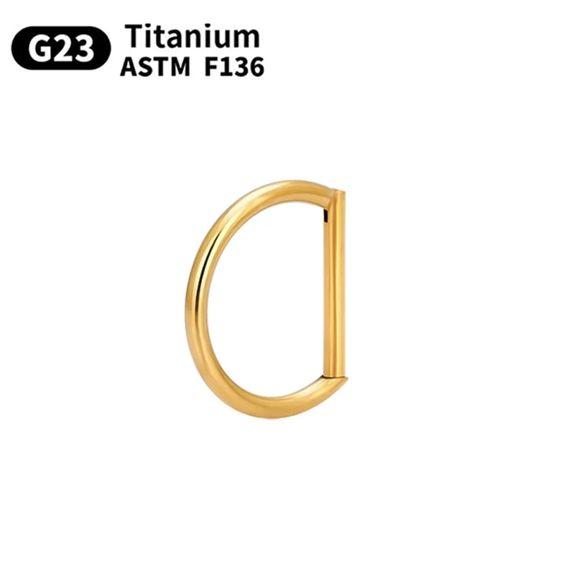 G23 Titanium Piercing Heart Nose Ring For Women ASTM F136 Lip ring16G Earrings D Shape Segment Ring Clicke Cartilage BodyJewelry