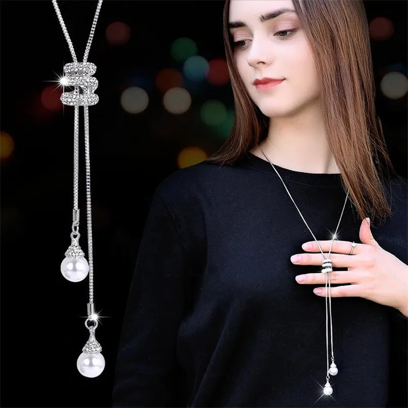 BYSPT Women Snake Chain Pendant Necklaces Flower Necklace Female Long Winter Sweater Chain Accessories