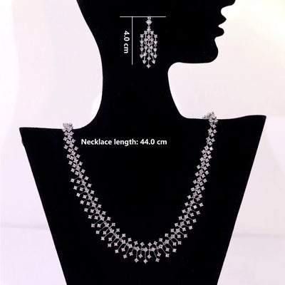 2024 New Fashion Cubic Zirconia Circle Choker Necklace Set  Bride Wedding Dress2-Piece Party Accessories Jewelry Women,.Gift