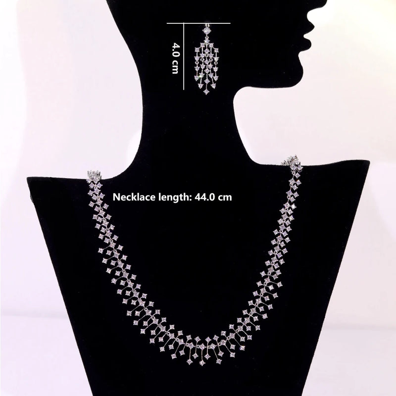 2024 New Fashion Cubic Zirconia Circle Choker Necklace Set  Bride Wedding Dress2-Piece Party Accessories Jewelry Women,.Gift