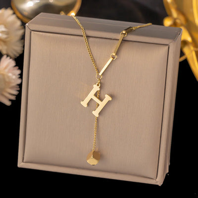 Initial Letter Stainless Steel Pendant Necklace for Women Fashion Gold Color Chain A-Z Alphabet Clavicle Necklaces Jewelry Gift