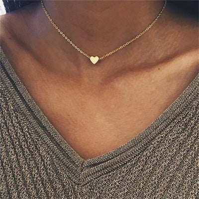 Fashion Gold Color Cute Love Heart Triangle Round Design Pendant Necklace For Women Exquisite Gift Wholesale Dropshipping