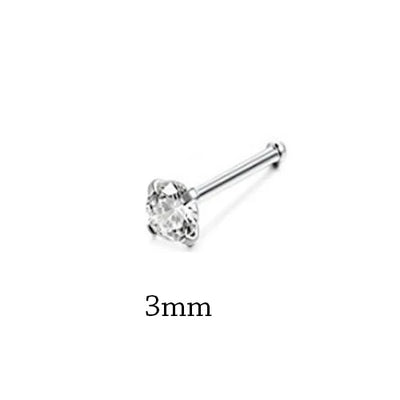 1Piece Surgical Steel Crystal CZ Nose Ring L Shape Nose Studs Square Nostril Nose Piercing Body Jewelry Nariz Lote For Women