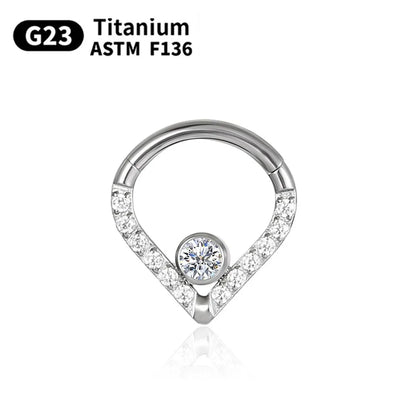 G23 Titanium Piercing Heart Nose Ring For Women ASTM F136 Lip ring16G Earrings D Shape Segment Ring Clicke Cartilage BodyJewelry