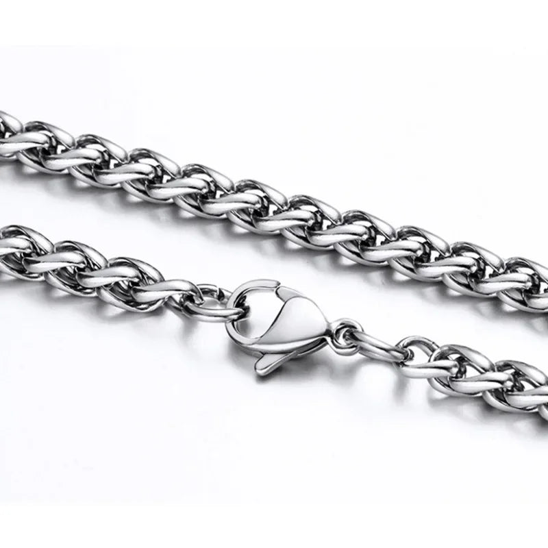 HNSP Stainless Steel Twist Chain Necklace Bracelet For Men Women 3MM-8MM Thick Long Male Jewelry Neck Pendant Accessories