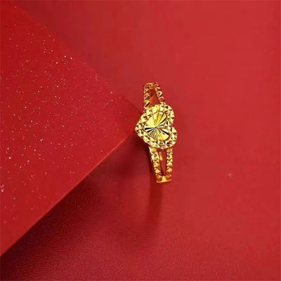 24k Gold Plated Heart Finger Rings for Women Wedding Band Engagement Jewelry Valentine's Day Gifts Wholesale