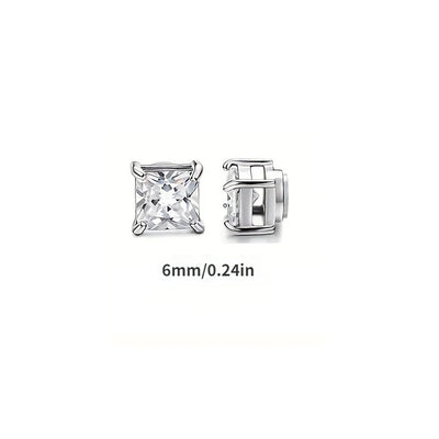 Dazzling square zirconia magnetic earrings ,Ear Clip Earrings For Men Without Ear Holes- sparkling earring jewelry - elegant