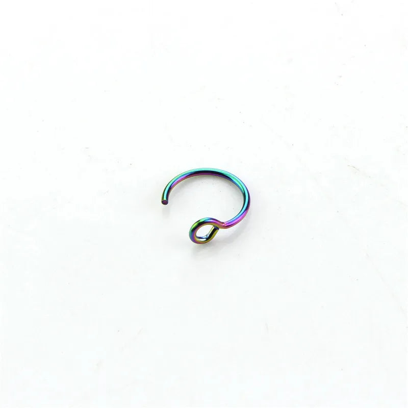 Curved Barbells Fake Nose Piercing D Shaped Tragus Helix Stud Earring Hoop Septum Stainless Steel Ring Nostril Body Jewelry New