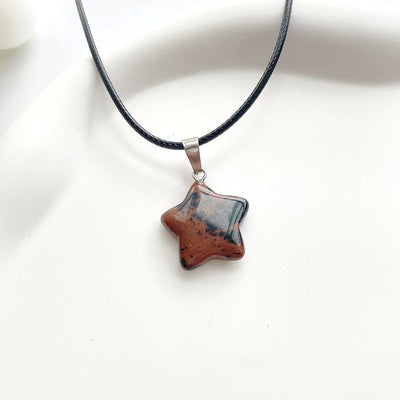 Trend Natural Stone Hexagon Crystal Rose Quartz Opal Star Pendant Necklace for Women Fluorite Lapis Bullet Pendulum Jewelry Gift