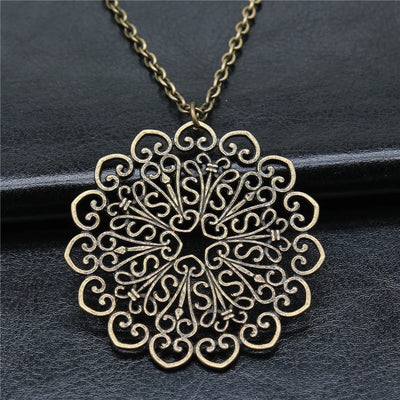 Bohemia Creative Party Jewelry Accessories Gift Mandala Pattern Pendant Necklace For Women Long Chain Necklace