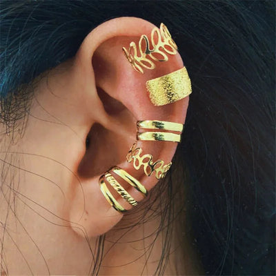 KOTiK 2024 Fashion Ear Cuffs Without Piercing Ear Clip Earrings Non-Piercing Fake Cartilage Earrings For Women Jewelry Gifts