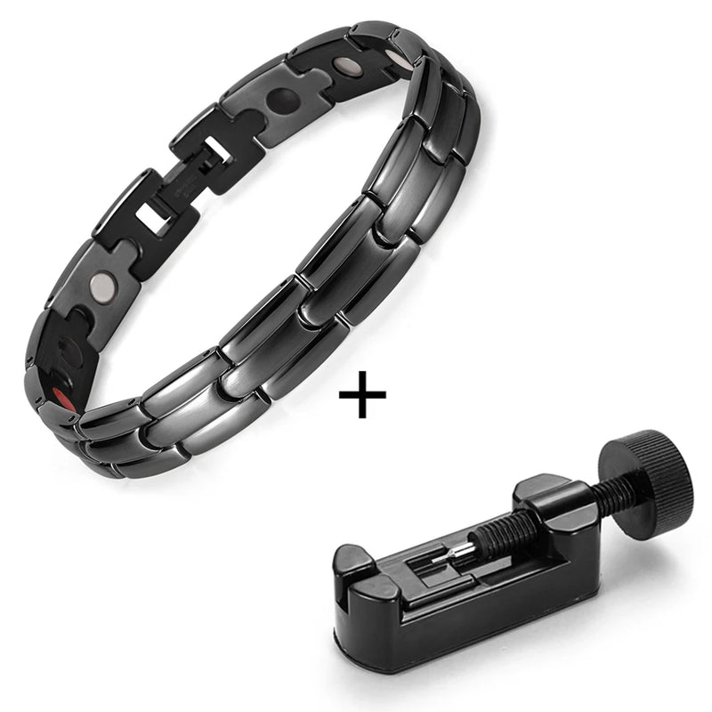 Rainso Magnetic Bracelet Health Bio Energy Bracelet For Men Relief Pain Stainless Steel Bracelet 4in1 Elements Fine Jewelry