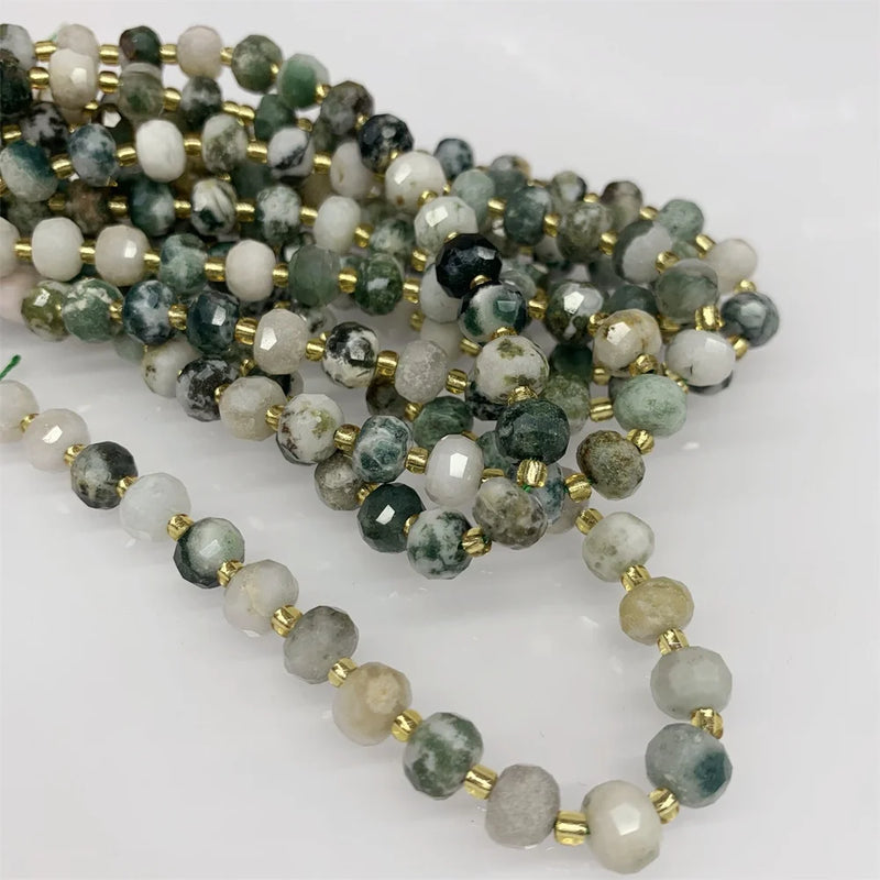 Natural AA Tree Agate 6x8mm Faceted Rondelle Beads Wholesale Gemstones for Jewelry Making DIY Bracelet Necklace 15"