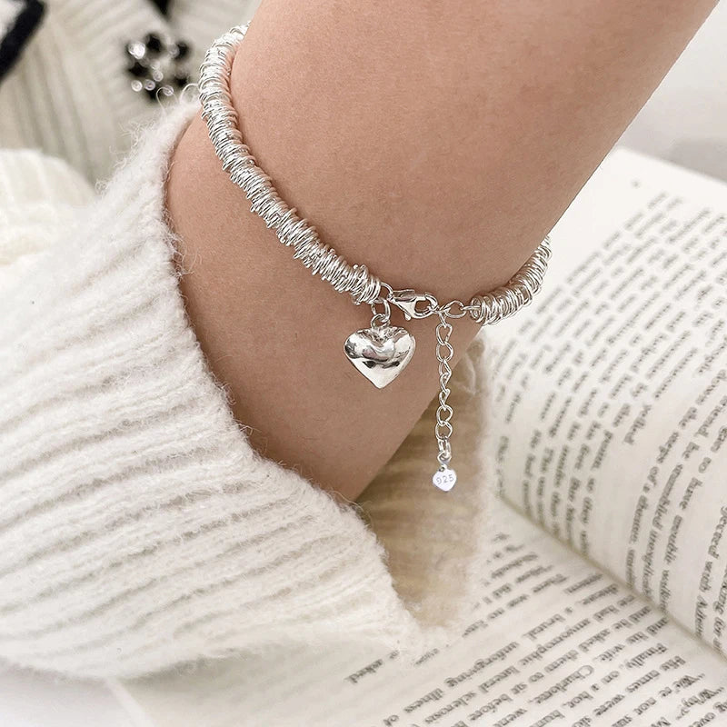 VENTFILLE 925 Sterling Silver Zircon Love Heart Bracelet For Women Bowknot Stars Bead Snake Bone Chain Jewelry Gift Dropship